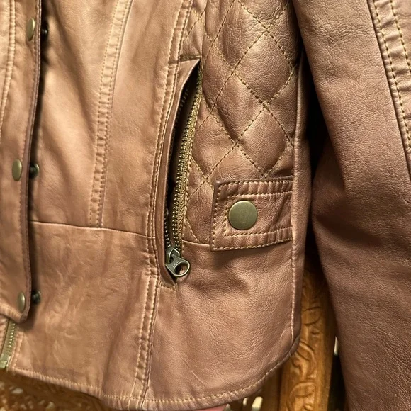 🚺 Anthropologie Hei Hei cognac brown vegan leather jacket - Picture 12 of 15